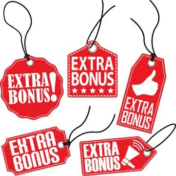 Extra bonus red tag set, vector illustration Stock Illustration