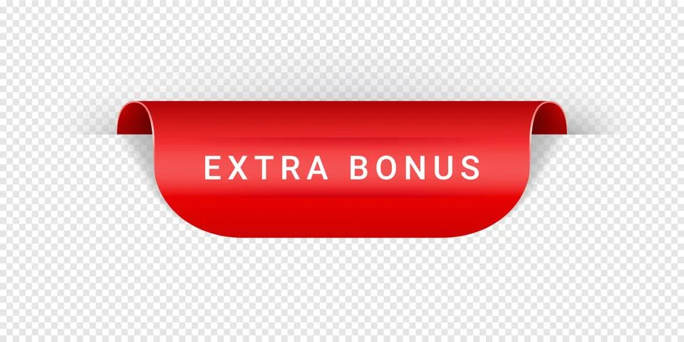 Extra Bonus Vector Sticker, Tag, Banner, Label, Sign Or Ribbon Realistic Red Stock Illustration