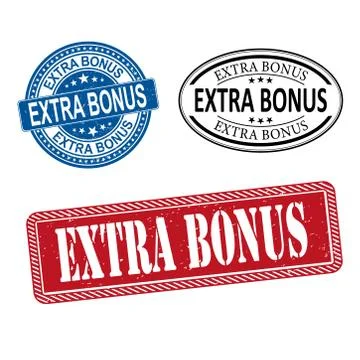 Extra bonus web rubber stamp badge set on a white Background Illustrazione stock