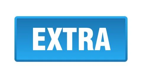 Extra button. extra square blue push button 스톡 일러스트