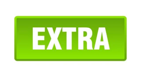Extra button. extra square green push button 스톡 일러스트