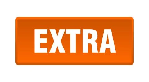 Extra button. extra square orange push button 스톡 일러스트