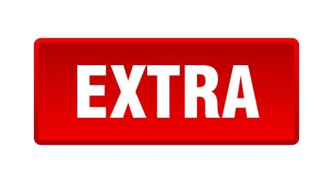 Extra button. extra square red push button 스톡 일러스트