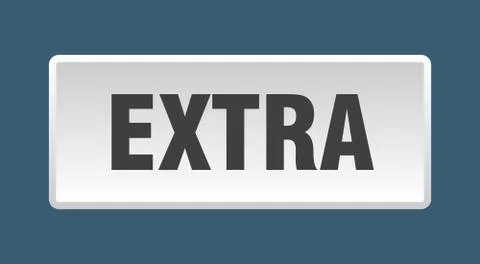 Extra button. extra square white push button 스톡 일러스트