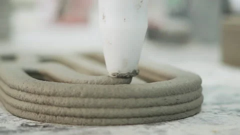 Extra Close up Cement 3D Printing printing 50fps Video stock 246376926