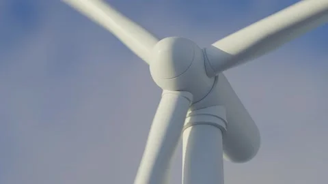 Extra close up view of a wind turbine against the sky. Looped video Stock Footage 263536998