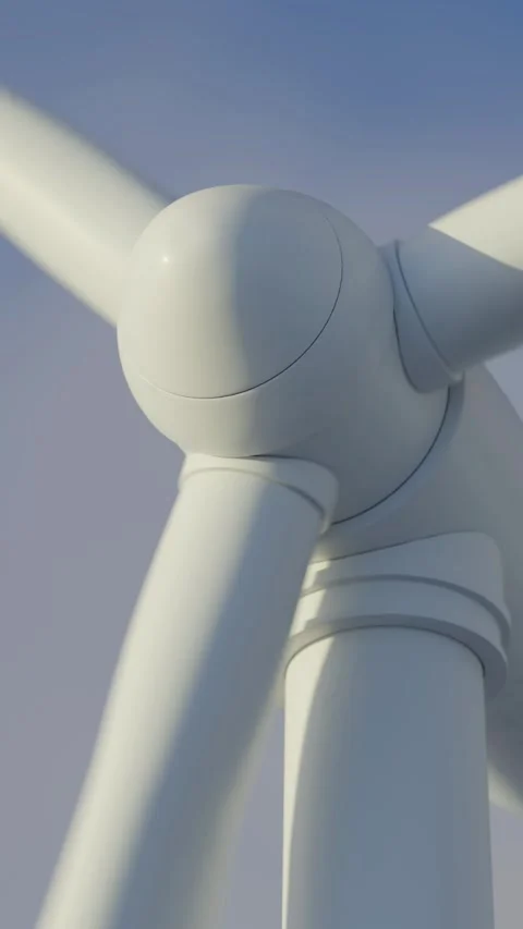 Extra close up view of a wind turbine against the sky. Looped video Stock Footage 263559802