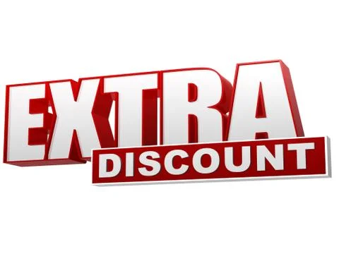 Extra discount red white banner - letters and block Illustrazione stock