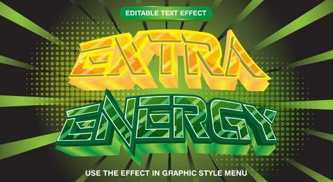 Extra Energy 3d editable text style effect Stock Illustration
