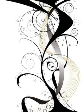 Extra flow gothic black and gold design with a floral theme and flowing go... Stock Photos