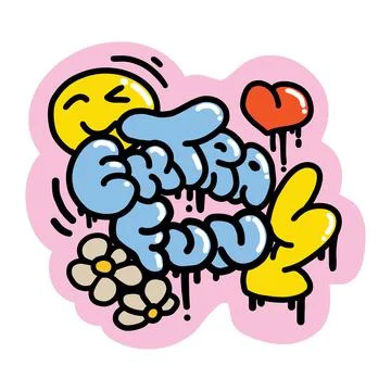 Extra fun pink sticker Stock Illustration