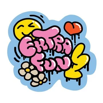Extra fun sticker Stock Illustration