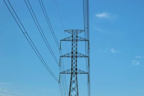 Extra high voltage power grid Stock Photos