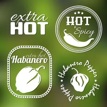 Extra hot pepper labels Stock Illustration
