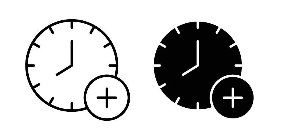 Extra hours icon concept logo design collection Stock Illustration