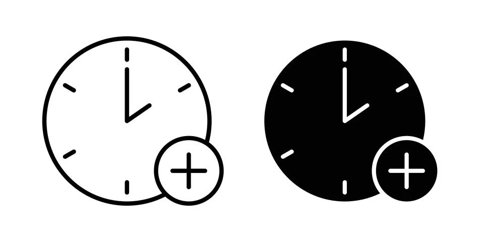 Extra hours icon design. Illustration icons in linear and clipart pack Stock Illustration