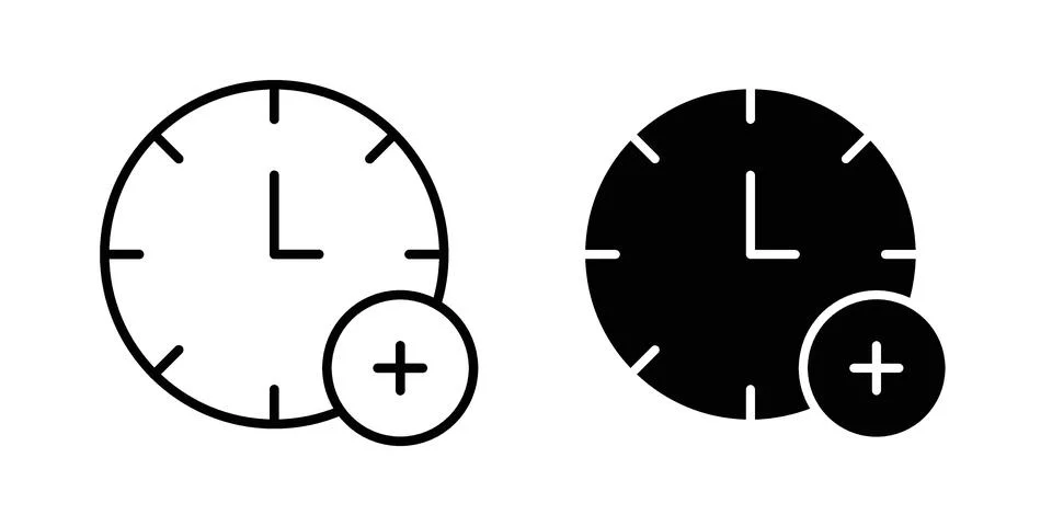 Extra hours icon illustration vector, icon set for apps Stock Illustration