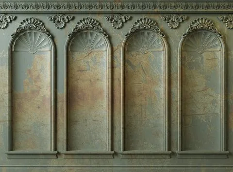 Extra large background arch abandoned cabinet wall Stock Illustration