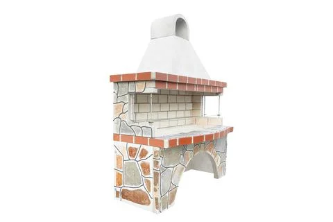 Extra Large Barbecue Open Fireplace For Cookout Food. Outdoor BBQ Grill. Open Foto stock