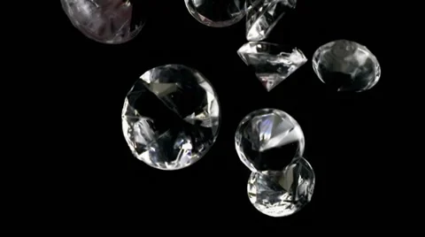 Extra Large Glass Diamonds Falling Slow Motion Stock Footage 52222975