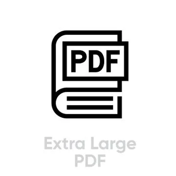 Extra large PDF book icon. Editable line vector. Stock Illustration