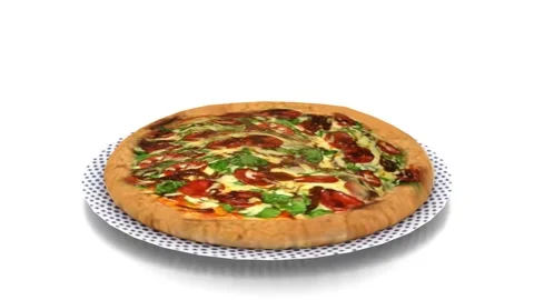Extra Large Pizza on a Plate Stock Footage 301891546