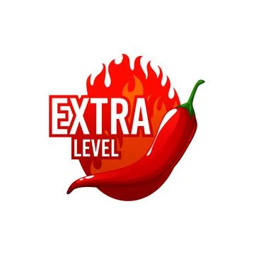 Extra level of chilly spicy level rating sticker Stock Illustration