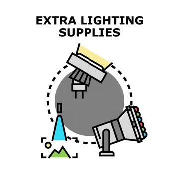 Extra lighting supplies equipment concept vector Illustrazione stock