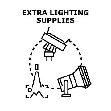 Extra lighting supplies equipment concept vector Stock Illustration