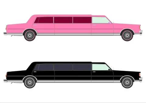 Extra long limousine set Stock Illustration