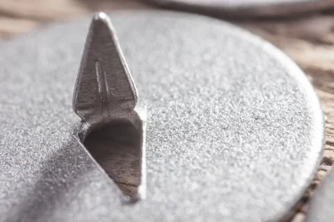 Extra macro image of a metal pushpin Stock Photos