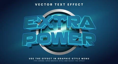 Extra Power 3d editable text style Template Stock Illustration