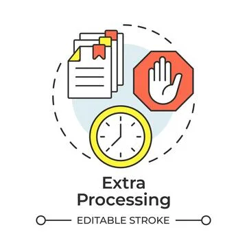 Extra processing multi color concept icon Stock Illustration