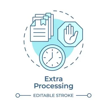 Extra processing soft blue concept icon Stock Illustration