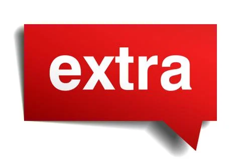 Extra red 3d realistic paper speech bubble isolated on white 스톡 일러스트