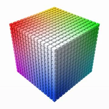 Extra small cubes makes color gradient in shape of big cube. 3d style vector Stock Illustration