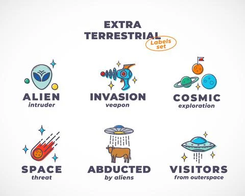 Extra Terrestrial Abstract Vector Signs, Symbols, Logo Templates Collection Stock-Illustration