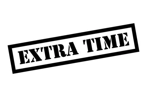 Extra time stamp symbol, label sticker sign button, text banner vector illust Stock Illustration