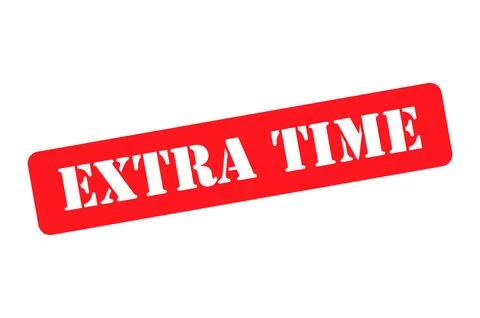 Extra time stamp symbol, label sticker sign button, text banner vector illust Stock Illustration