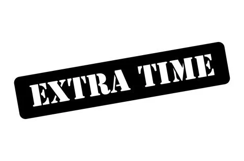 Extra time stamp symbol, label sticker sign button, text banner vector illust Stock Illustration