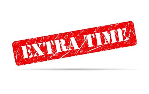Extra time stamp symbol shadow, label sticker sign button, text banner vector Illustrazione stock