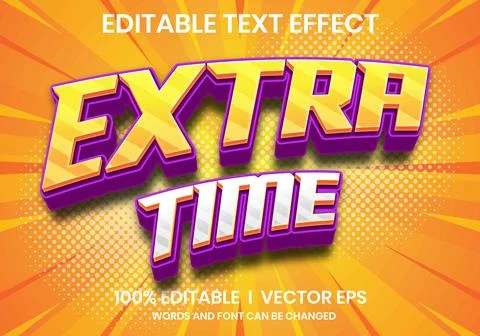 Extra time vector text effect with modern style design Stock Illustration