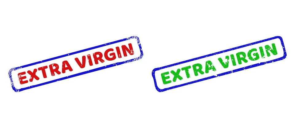 EXTRA VIRGIN Bicolor Rough Rectangular Seals with Corroded Textures Stock Illustration