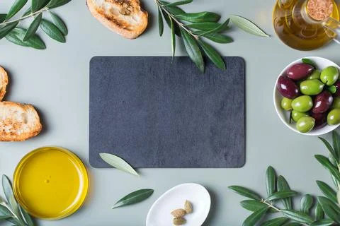 Extra virgin olive oil on a table Stock Photos