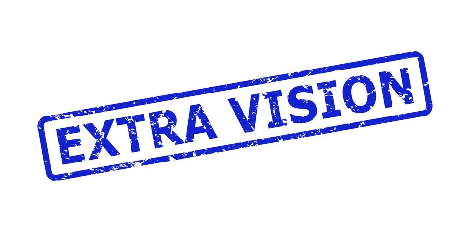EXTRA VISION Stamp Seal with Corroded Texture and Rounded Rectangle Frame Stock Illustration