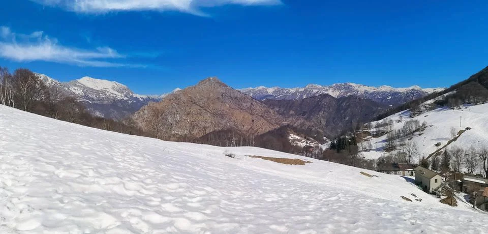 Extra wide view of the Mount Grigna Stock Photos