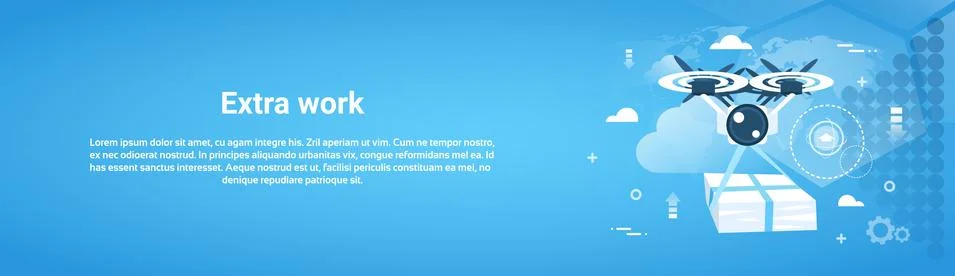 Extra Work Business Concept Horizontal Banner With Copy Space 스톡 일러스트