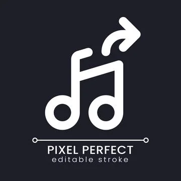 Extract audio pixel perfect white linear ui icon for dark theme Illustration