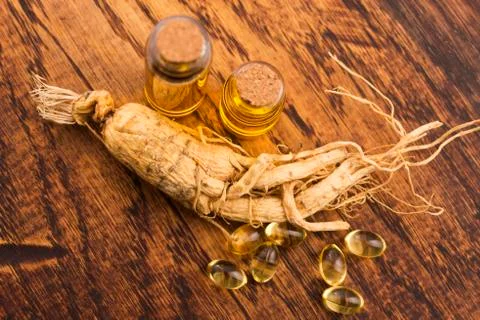 Extract of ginseng root Stock Photos