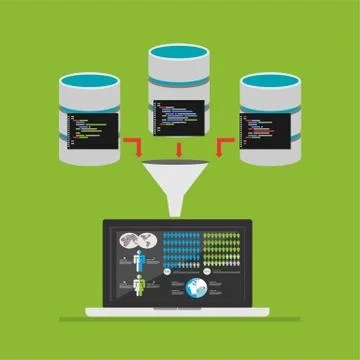 Extract information from database. Data mining concept illustration. Stock Illustration